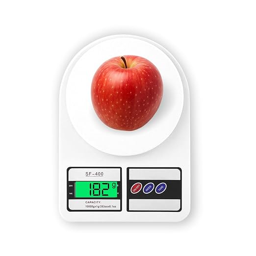 CRAE SF-400 Digital Kitchen Weighing Scale | 10kg x 1g Precision | LCD Display | White