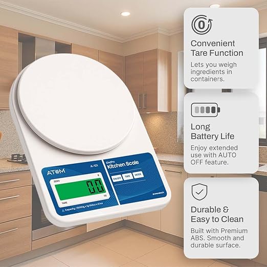 CRAE SF-400 Digital Kitchen Weighing Scale | 10kg x 1g Precision | LCD Display | White
