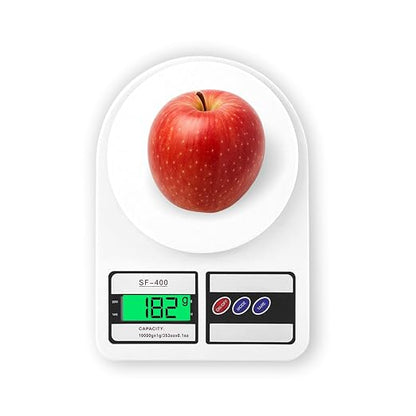 CRAE SF-400 Digital Kitchen Weighing Scale | 10kg x 1g Precision | LCD Display | White